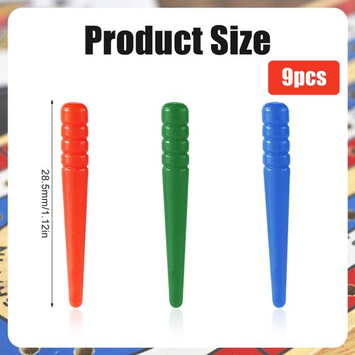 9pcs Cribbage Board Pegs, Plastic Cribbage Pegs Fit 1/8 Holes Peg Board Game Traditional Crib Board Pins Cribbage Board Game Accessories (Red, Blue, Red)