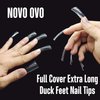NOVO OVO 120 pcs Extra Long Duck Nail Tips Full Cover for Acrylic, Clear XL XXL Flare Feet Nails Press On, Y2K Vibe Wide French Soft Gel False Nail Extension for Art Salon x 12 Sizes in Box