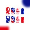 Square Press on Nails Independence Day Fake Nails, LPOODDNU Blue Red Press on Nails Medium Length False Nail Tips Cute Star Stripe Stick on Nails for 4th of July Nail Art Decorations - 24Pcs