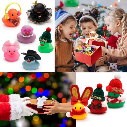 Christmas Novelty Gifts, Colorful Rubber Ducks in Bulk, Funny Bath Toys for Party Birthday Favors, 28 Rubber Ducks with 28 Different Accessories, Mini Jeep Ducks for Ducking, for Baby Shower Cruise