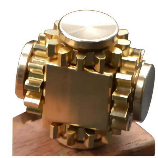 Bitopbi Pure Brass Fidget Cube Fidget Spinner Gears Linkage Fidget Toy Hand Spinner Metal DIY EDC Focus Meditation Break Bad Habits ADHD (Brass)