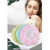 6 Pieces Waterproof EVA Plastic Shower Cap,Elastic Reusable Bathing Hair Cap,Beauty Salon Spa Shower Caps Lace Elastic Band Flower Printed Hat Environmental Protection Hair (dotted shower cap)