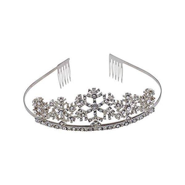 Lux Accessories Christmas Silver Tone Snowflakes Crystal Rhinestones Hair Princess Tiara