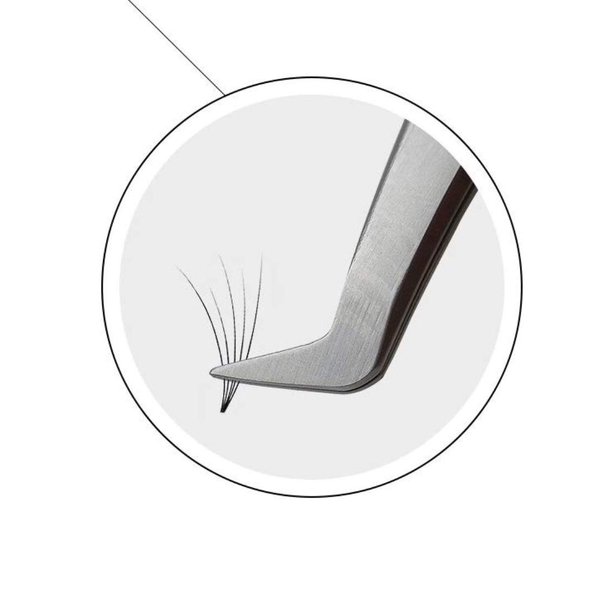 Alluring Silver Tweezers for Eyelash Extension for Volume Lashes 3D, 5D & 6D lashes L Type