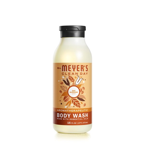 MRS. MEYER'S CLEAN DAY Moisturizing Body Wash for Women and Men, Biodegradable Shower Gel Formula Made with Essential Oils, Oat Blossom Scent, 16 oz