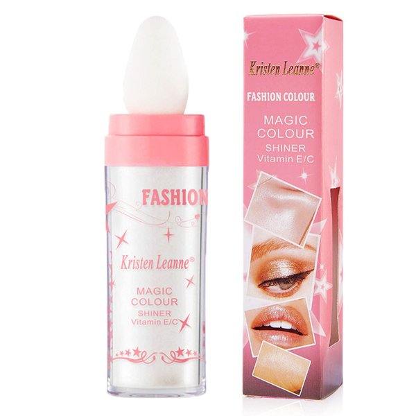 Paminify Shimmer Highlighter Powder Stick,Fairy Powder Makeup Polvo De Hadas Face Not-sticky Brighten Puff Stick,Blush Contouring Stick,Sparkle Highlighter for Face Body Lip Eye,01 White Shimmer