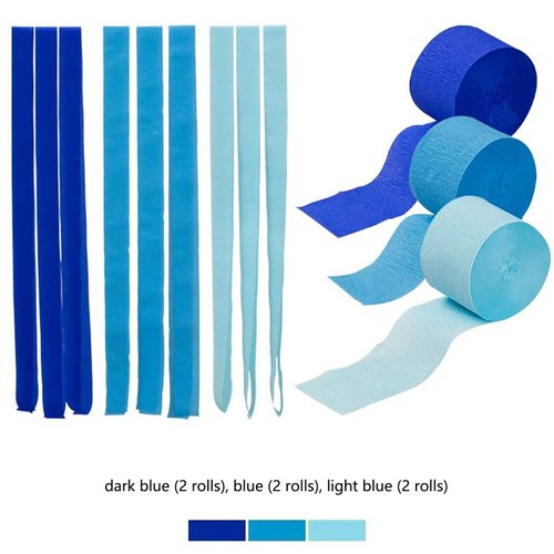 Capesaro Blue Crepe Paper Streamers - 6 Rolls Party Streamers for Baby Shower Boy Birthday Various Festival Party Decorations