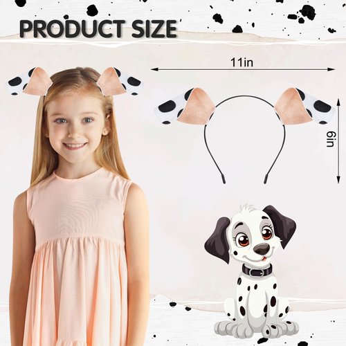 4 Pieces Dalmatian Ears Headband Puppy Ears Headband Black White Dog Ears Headband Animal Ear Headbands Dog Ears Costume Hair Accessories For Birthday Party Cartoon Style Halloween Party Favors