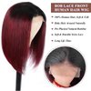 Kislemon 1b99J HD Lace Front Wigs for Black Women 13x4 Deep Part Grade 10A Burgundy Straight Bob Human Hair Wigs 180% Density Pre Plucked Natural Hairline With Baby Hair 10 Inch