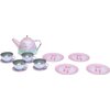 Jewelkeeper Tea Set for Little Girls - 15-Piece Tin Tea Party Set with Ballerina Design - Pretend Play Tea Set with Carrying Case - Ideal Gift for Kids, Includes Teapot, Cups, Saucers, Plates and Tray
