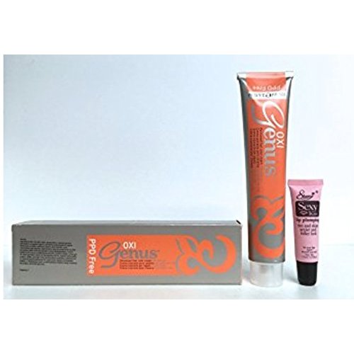 Genus Oxi Permanent Hair Color Cream With Olive Oil 3.4 Oz PPD Free "Free Starry Lip Plumping 10 Ml" (9.73 Very Light Tobacco Blond/Rubio Clarisimo Tabaco)