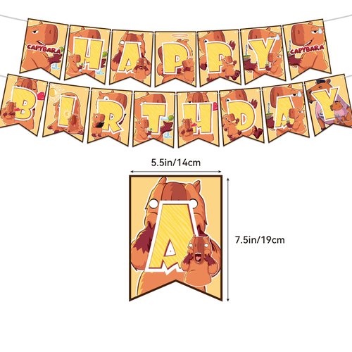 Capybara Birthday Party Supplies Capybara Party Decorations Includes Capybara Happy Birthday Banner, Cake Topper, Cupcake Toppers, Balloons