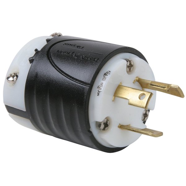 Legrand Pass & Seymour L530PCCV3 Turnlok Industrial Spec Grade Locking Plug, 30 Amp 125V, NEMA L5-30P, Black/White (1 Count)