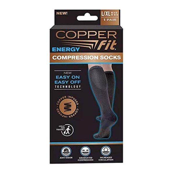 Copper Fit Unisex Compression Sock, Choose Size and Pairs (2, Small/Medium)