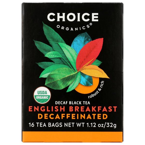 Choice Organics - Organic Decaffeinated English Breakfast Tea (6 Pack) - Fair Trade - Compostable - 96 Organic Black Tea Bags