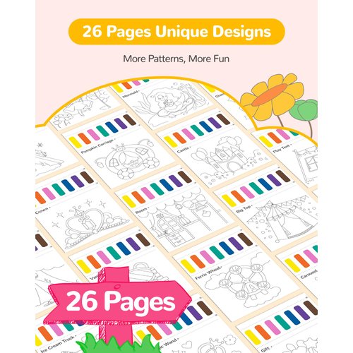 TECJOE Paint with Water Coloring Books for Toddlers, Princess Series Watercolor Set with 3 Brushes, Mess Free Painting Activity for Kids Ages 4 5 6 7 8, Christmas Gifts Arts & Crafts Toy