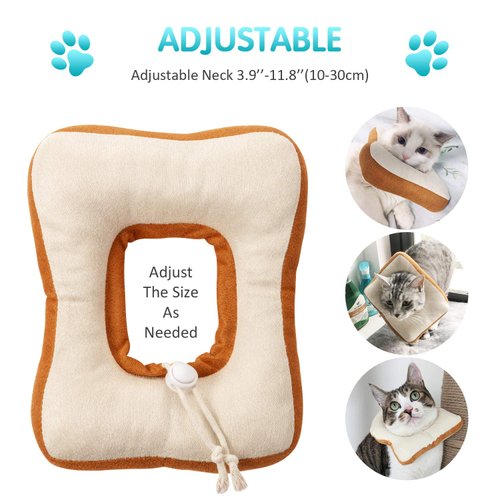 Frienda 2 Pieces Adjustable Cat Cone Soft Cat E Collar Cat Elizabeth Collar Cute Cat Donut Toast Neck Cone Collar Adjustable Cat Cone Collar with Edge Gift for Christmas Kitten and Cats