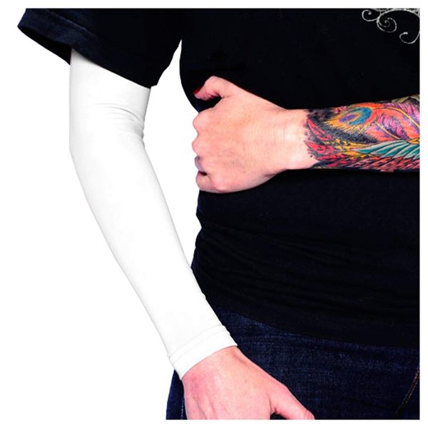 Tat2X Ink Armor Premium Full Arm Tattoo Cover Up Sleeve - No Slip Gripper - U.S. Made - White - ML (one sleeve)