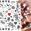 Snake Nail Art Stickers Decals Black Skull Goth Nail Decals Nail Art Supplies 3D Gothic Punk Horror Nail Stickers Designer Nail Accessories Charms Nail Designs for Acrylic Nail Art Decoration (8 Pcs)