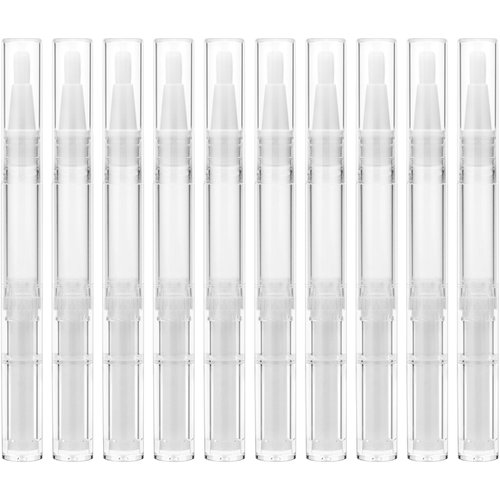 10 Pieces 3ml Transparent Twist Pens, Cuticle Oil Pen Empty Nail Oil Pen with Brush Tip Cosmetic Lip Gloss Container Applicators Eyelash Growth Liquid Tube with 1 Pack 3ml Transfer Pipettes