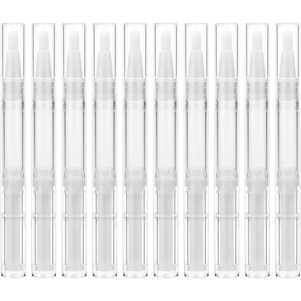 10 Pieces 3ml Transparent Twist Pens, Cuticle Oil Pen Empty Nail Oil Pen with Brush Tip Cosmetic Lip Gloss Container Applicators Eyelash Growth Liquid Tube with 1 Pack 3ml Transfer Pipettes