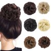 ASAYUMI Messy Bun Hair Piece Hair Bun Scrunchies Synthetic Natural Black Wavy Chignon Ponytail Hair Extensions Thick Updo Hairpieces for Women 1PC