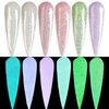 GLOW IN THE DARK Glitter Nail Acrylic Powder 6 Colors Set for Pink White French Nail Art Design