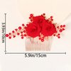 2 PCS Flower Hair Comb Red Rose Comb Red Hair Clip Gold Rose Bridal Side Combs Floral Rhinestone Pearl Combs Pearl Flower Wedding Hair Piece Bridal Hair Comb Sparkly Hair Accessory for Women