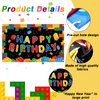 Ledander Birthday Banner Backdrop for Kids - 71 * 43in Happy Birthday Photography Background Party Decorations for Boys Girls, Building Blocks Theme Birthday Hanging Decoration Party Supplies (Black)