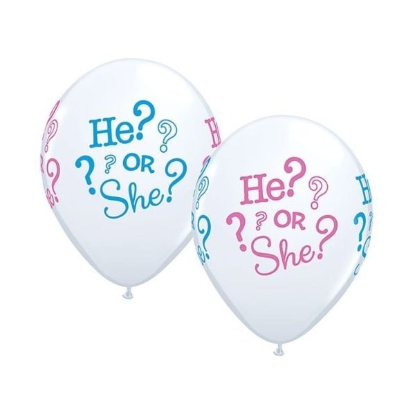 LOONBALLOON Gender Reveal Party Baby Shower HE OR SHE ? BOY Girl (6) 11" Latex Balloons BUR