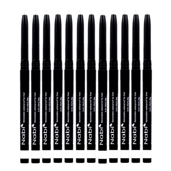 Beauty Spot (12pcs) Nabi Retractable Waterproof Eyeliner Pencil - Long Lasting Fade Resistant Formula - Quick Makeup Remover (White)