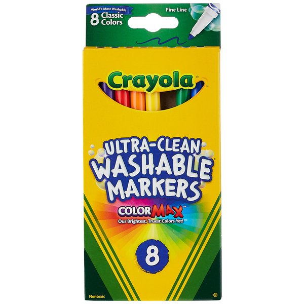 Crayola Ultra Clean Washable Markers, Fine Line , School Supplies, 8 Count