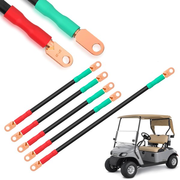 9.99WORLD MALL Golf Cart Battery Cable Set for EZGO TXT 1994-up 36V & 48V, 4 Gauge (5-Piece Set)