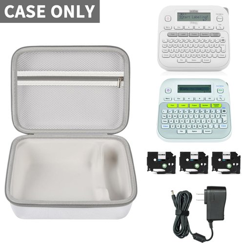 Case Compatible with Brother P-Touch PTD220 210 Home/Office Everyday Label Maker, Storage Holder Carrying Organizer for Label Tapes, AC Adapter, Charging Cables (Box Only) - White