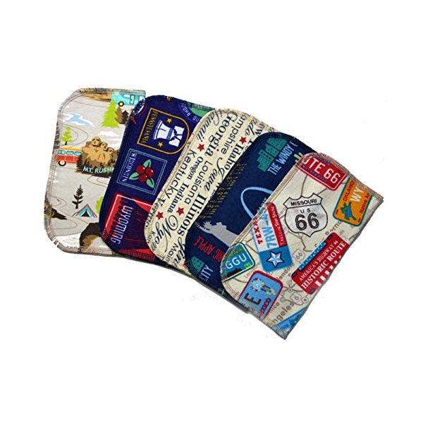 1 Ply Printed Flannel Little Wipes 8x8 Inches Set of 5 Traveling America - Proudly Made in the USA!