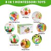 ASTARON 8 in 1 Montessori Wooden Toy, Fine Motor Toys, Hammering Pounding Toys Fishing Game Xylophone Shape Sorter Harvest Game for Toddler Preschool Learning Educational Toys