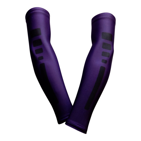 Sports Farm PAIR Compression Elbow Arm Sleeves (YOUTH MEDIUM, PURPLE BLACK STRIPE)