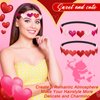 4 Pieces Valentine's Day Headbands Glitter Heart Love Headband Cute Head Bands Cupid Elastic Hair Accessories No Slip Headpiece for Women Girls Party, Pink, Red
