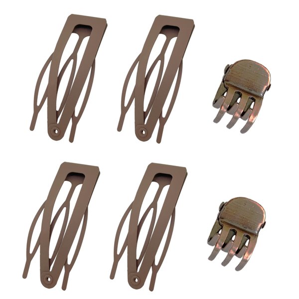 Hann 24 Pieces Double Grip Hair Clips + 2 Claw Hair Clips Metal Snap Hair Clips Hair Barrettes for Hair Making, Salon Supplies (Dark Brown, Matte Finish)