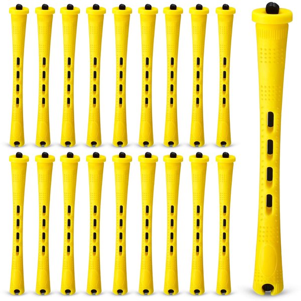 80 Pieces Hair Perm Rods Set Cold Wave Rods Hair Rollers Plastic Perming Rods Curlers for Hairdressing Styling (0.28 Inch, Yellow)