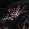 Jumwrit Bridal Hair Comb Red Rhinestone Crystal Wedding Hairpiece for Bride Bridesmaid Dainty Bridal Hair Accessories for Women Girls