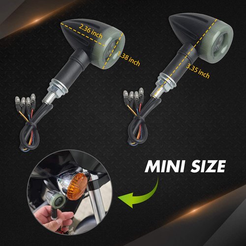 NTHREEAUTO Universal Motorcycle Blinkers LED Turn Signals Light Switchback Running Lights DRL Bullet Indicators Compatible with Harley Honda Yamaha Suzuki Kawasaki 12V Motorbikes