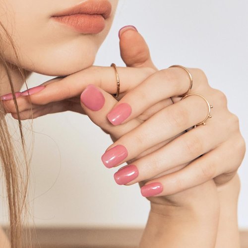 ohora Semi Cured Gel Nail Strips (N Cream Glow) - Pink, Solid, Works with Any UV/LED Lamps, Salon-Quality, Long Lasting, Easy to Apply & Remove - Includes 2 Prep Pads, Nail File & Wooden Stick