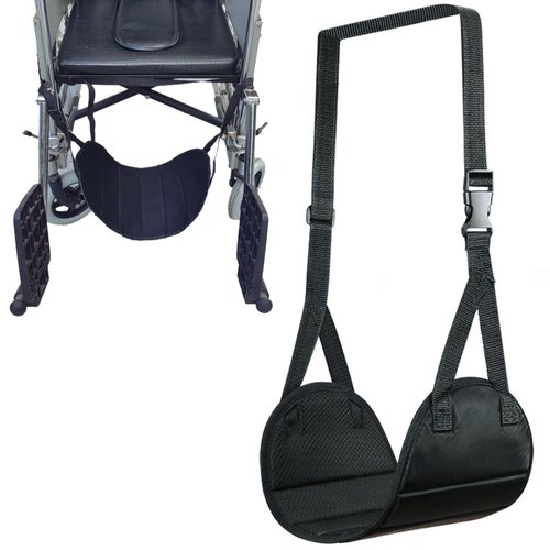 2Pcs Wheelchair Footrest Adjustable Hanging Foot Sling for Pedal Replacement Easy to Adjust Strap Disabled,Injured Patients Leg Accessories(Black)