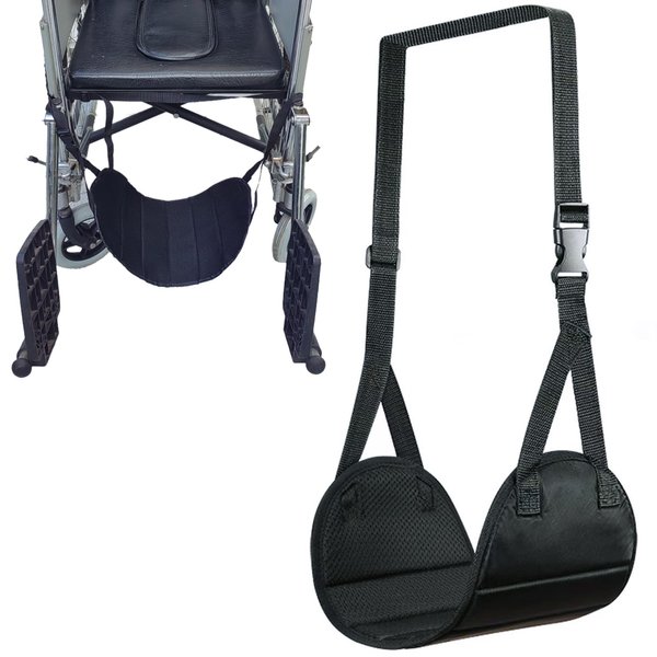 2Pcs Wheelchair Footrest Adjustable Hanging Foot Sling for Pedal Replacement Easy to Adjust Strap Disabled,Injured Patients Leg Accessories(Black)