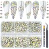 3000 Nail Art AB Crystals Rhinestones Flat Back Round Rhinestones Nail Gems Nail Crystal Diamond Jewelry Nail Suitable for Nail Design DIY Craft Decoration