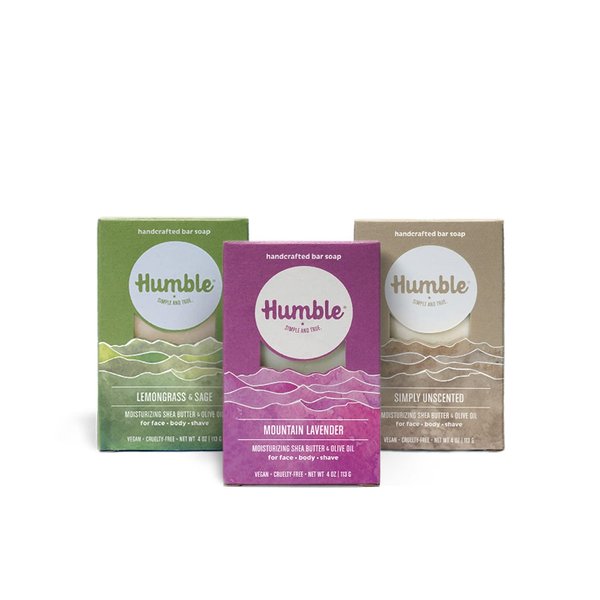 HUMBLE BRANDS Handcrafted Bar Soap, Organic Cold Processed Soap Bars, Moisturizing Face & Body Cleanser - Herbal & Fresh Variety Pack - 3 pack