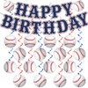 KORHONEN Baseball Party Decorations, Baseball Birthday Party Decorations Includes Happy Birthday Banner and Baseball Hanging Swilrs, Baseball Themed Party Decorations for Boys Adults