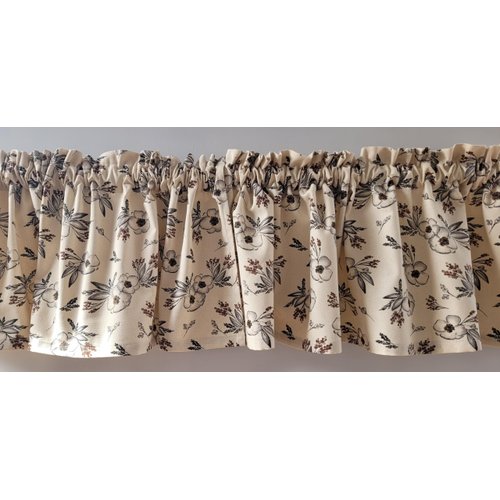 Muted Floral Natural Valance Curtain, Oatmeal Valance Curtain, Farmhouse Valance, Kitchen Valance, Country Valance, Rustic Valance (42 Inches Wide x 14.75 Inches Long)