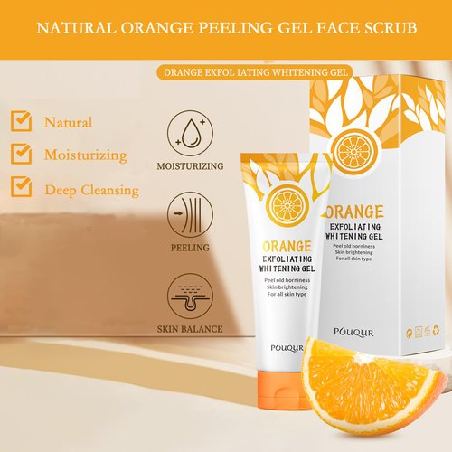 Orange Exfoliating Gel 2PCS,Natural Orange Peeling Gel Face Scrub,Deep Cleansing Moisturizing Facial Exfoliator Face and Body Exfoliating Scrub Gel For All Skin Types